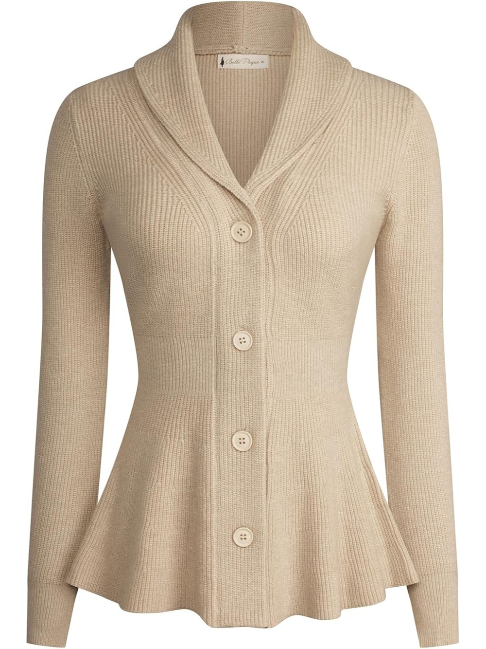 🆕 Women's Camel Vintage Shawl Collar Button Down Knit Coat Cardigan Sweater